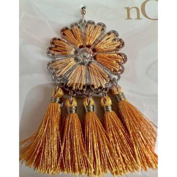 Noir Earrings Orange Tassel Drop Dangle Light Weight Floral Boho 2" Fringe NEW - Picture 2 of 15